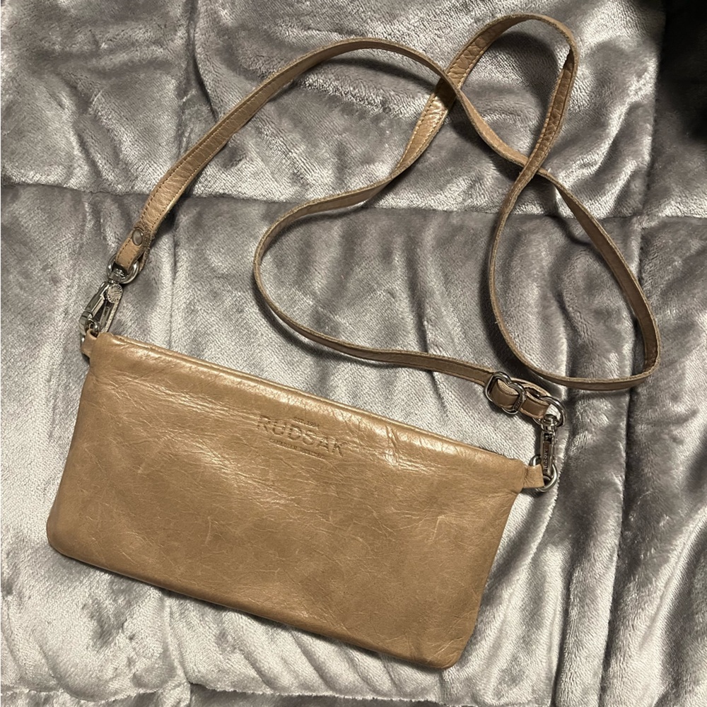 Rudsak leather wallet with wrist strap and shoulder strap